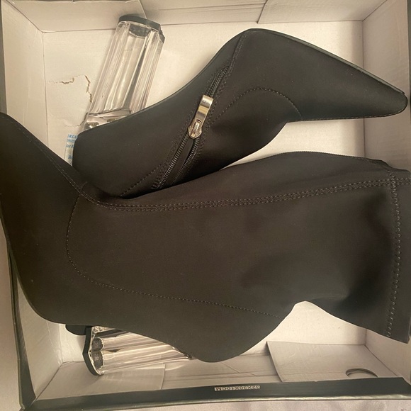 PLT Black Clear High Heel Sock Boot - Picture 1 of 7